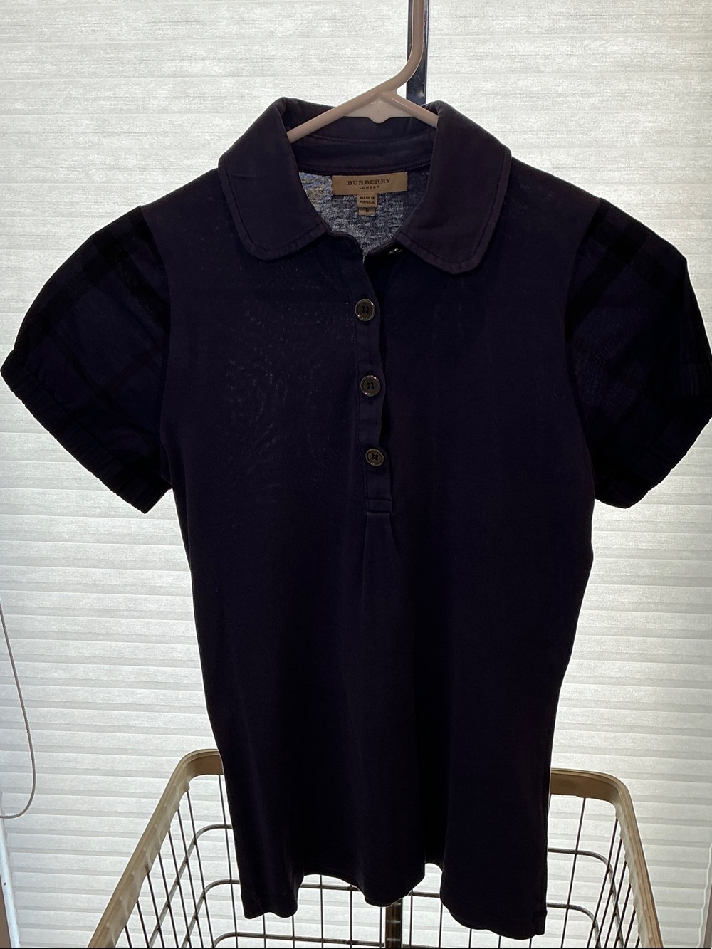 Burberry Navy Short-Sleeve Polo Top